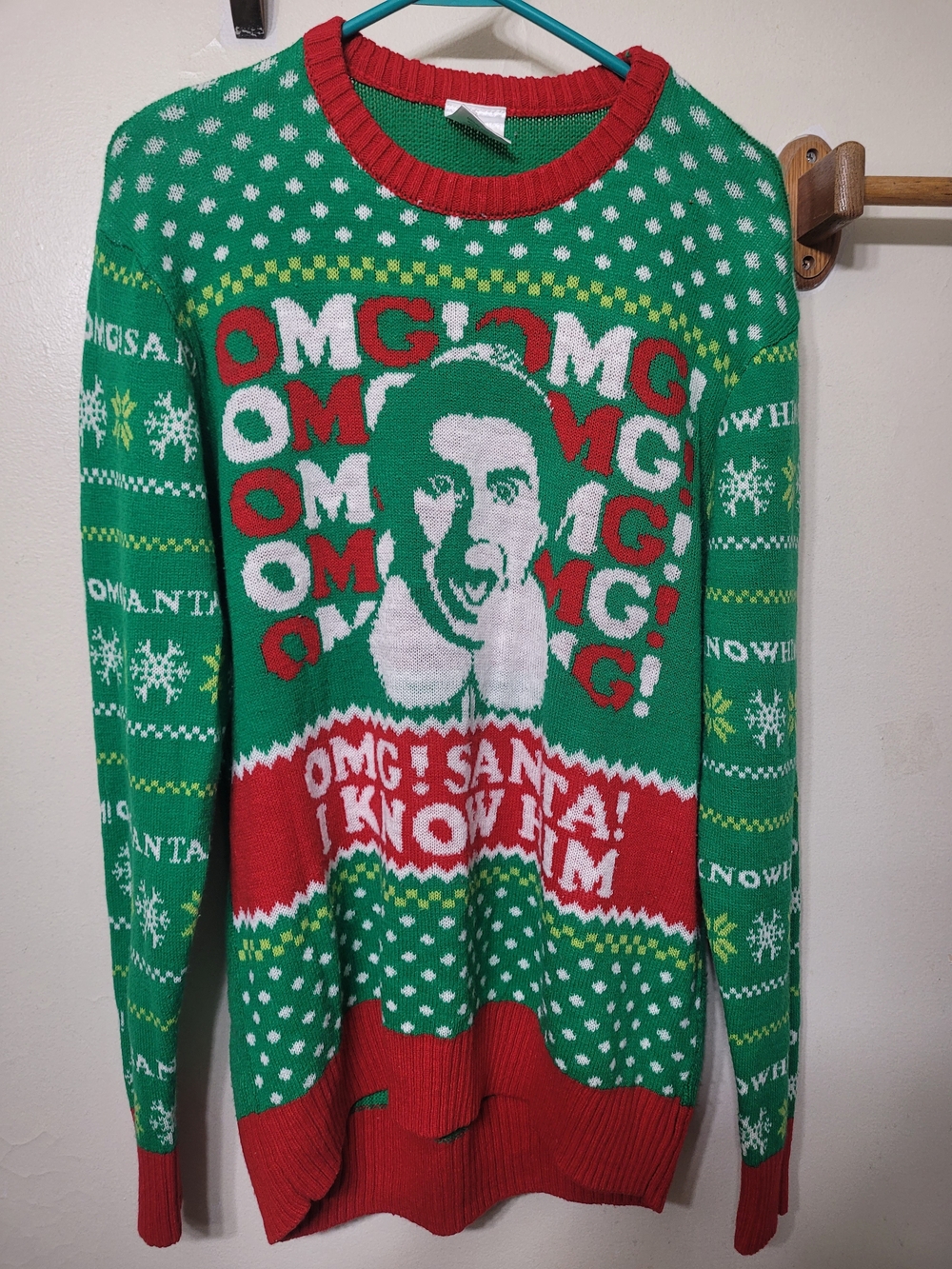 Ugly Christmas Sweater Buddy the Elf OMG Santa I Know Him Men's XL (A2)